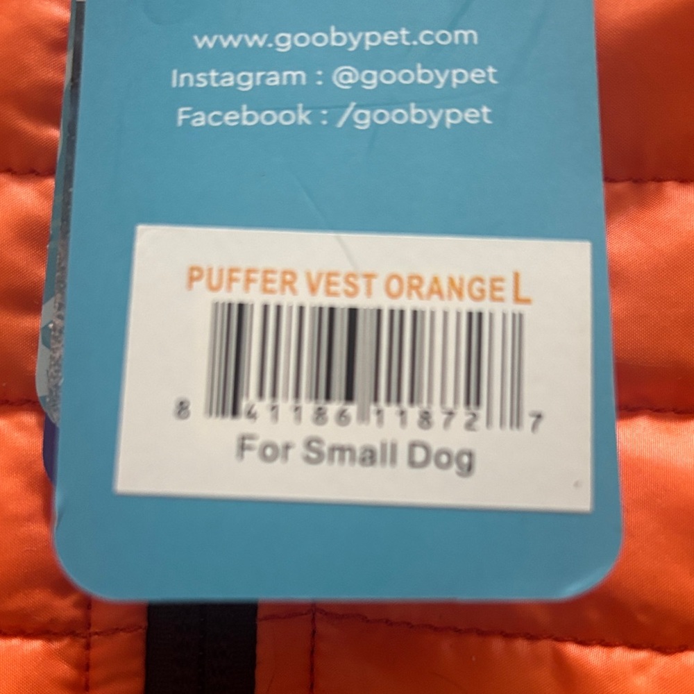 Dog Orange Puffer Vest with D-Ring Harness Loop - Picture 5 of 5